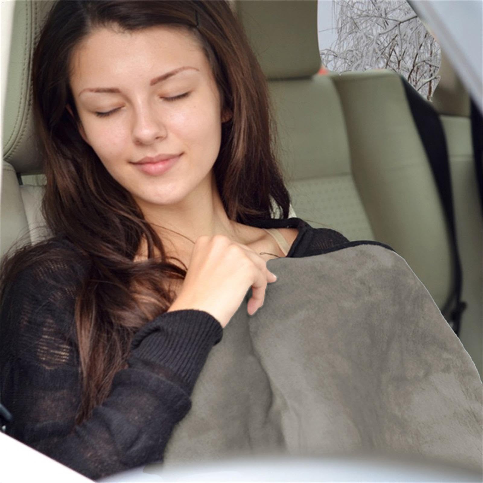 Couverture Chauffante pour Voiture, Couvertures Chauffantes avec Action de Réchauffement Rapide,Couverture Chauffante Électrique 12 V, Minuterie de Réglage de la Température Intelligente À 5 Vitesses