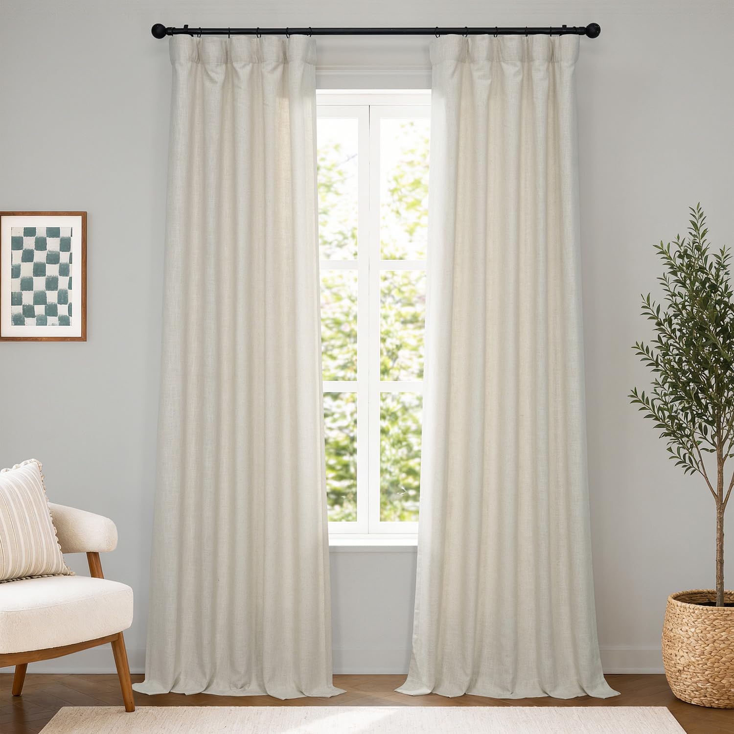 HPD Half Price Drapes Heavy Faux Linen Curtain 50 X 120, (1 Panel) FHLCH-VET200210-120, Malted Cream