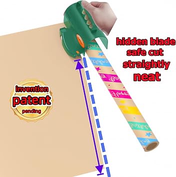 PERFYCUT Wrapping Paper Roll Cutter Tool with 3 pcs Replaceable Blade Kit Gift Wrapping Paper Cutter for Christmas and Birthday Wrapping Paper Gift Wrap Cutter Holder Tube Slicing Trimming.