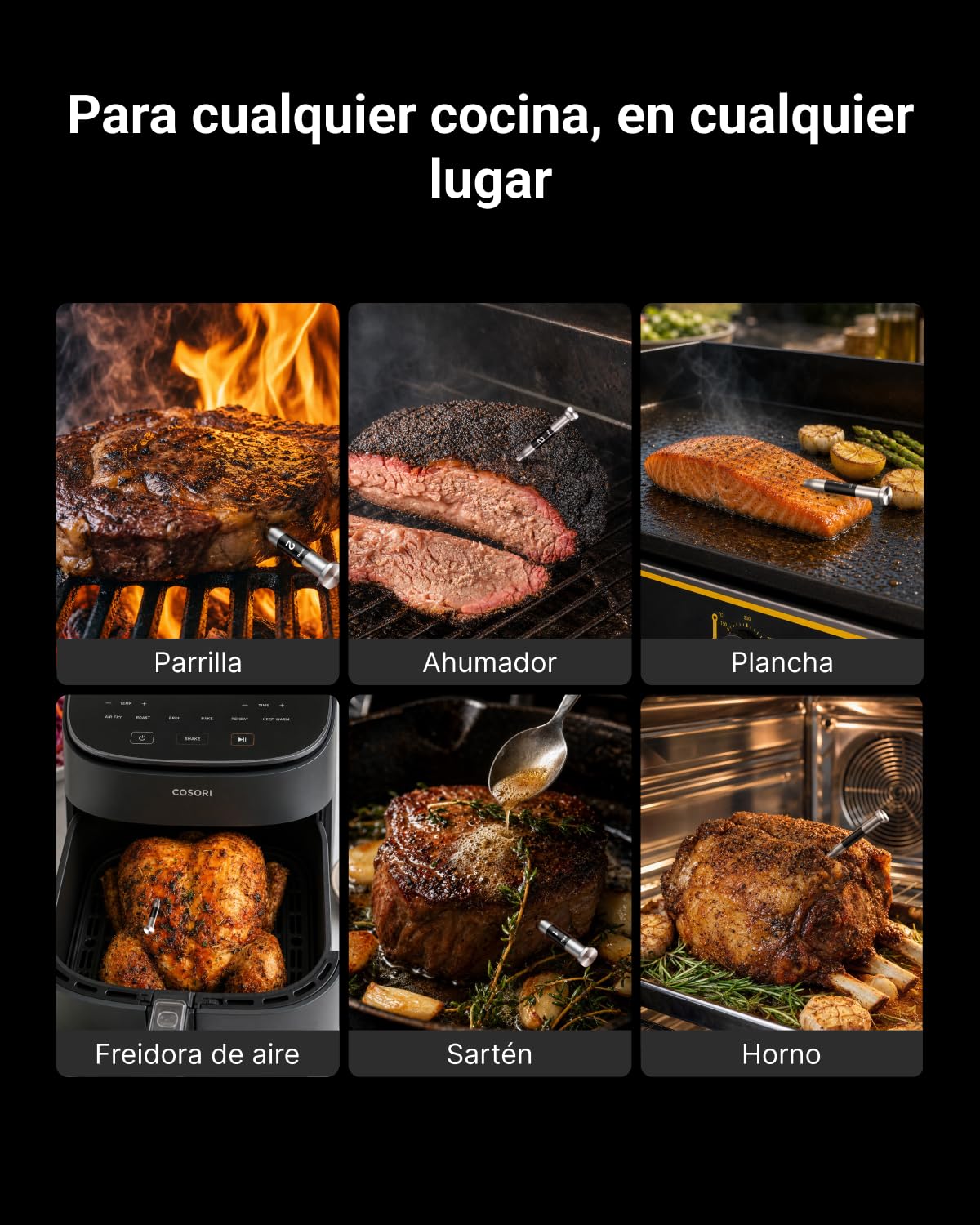 ThermoMaven X2 Termómetro para Carne Inalámbrico con 2 Sondas 915m Sub-1G | Finas NIST, 6 Sensores, Pantalla LCD sin App para Barbacoa, Horno, Parrilla, Ahumador, Costillas, Asados y Cocción Lenta