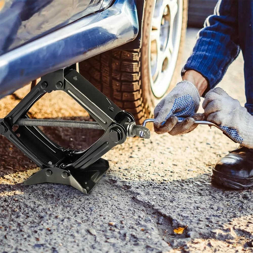 Zestaw podnośników nożycowych 2.5T/1.5T podnośnik nożycowy samochodowy Auto awaryjna korba podnośnik stojak oszczędzające pracę narzędzie do naprawy naprawa opon samochodowych zmiana(1.5T Black)