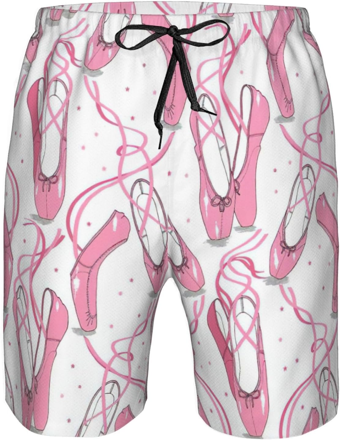 Ballet Shoes Print Men's Hawaiian Beach Shorts Elastic Novelty Summer Casual Shorts with Pocket