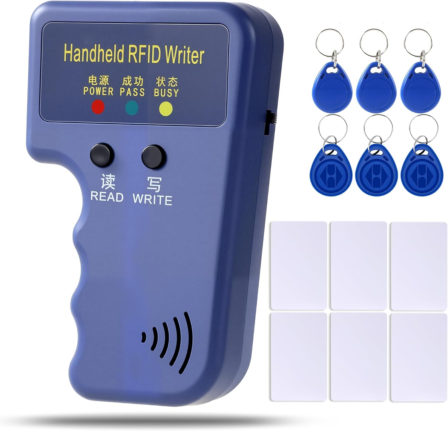 125KHz RFID Copier – Handheld ID Card Writer with 6 Key Fobs & 6 Blank Cards,Compatible with T5577 & More