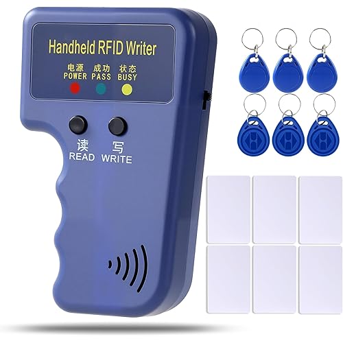 125KHz RFID Copier – Handheld ID Card Writer with 6 Key Fobs & 6 Blank Cards,Compatible with T5577 & More