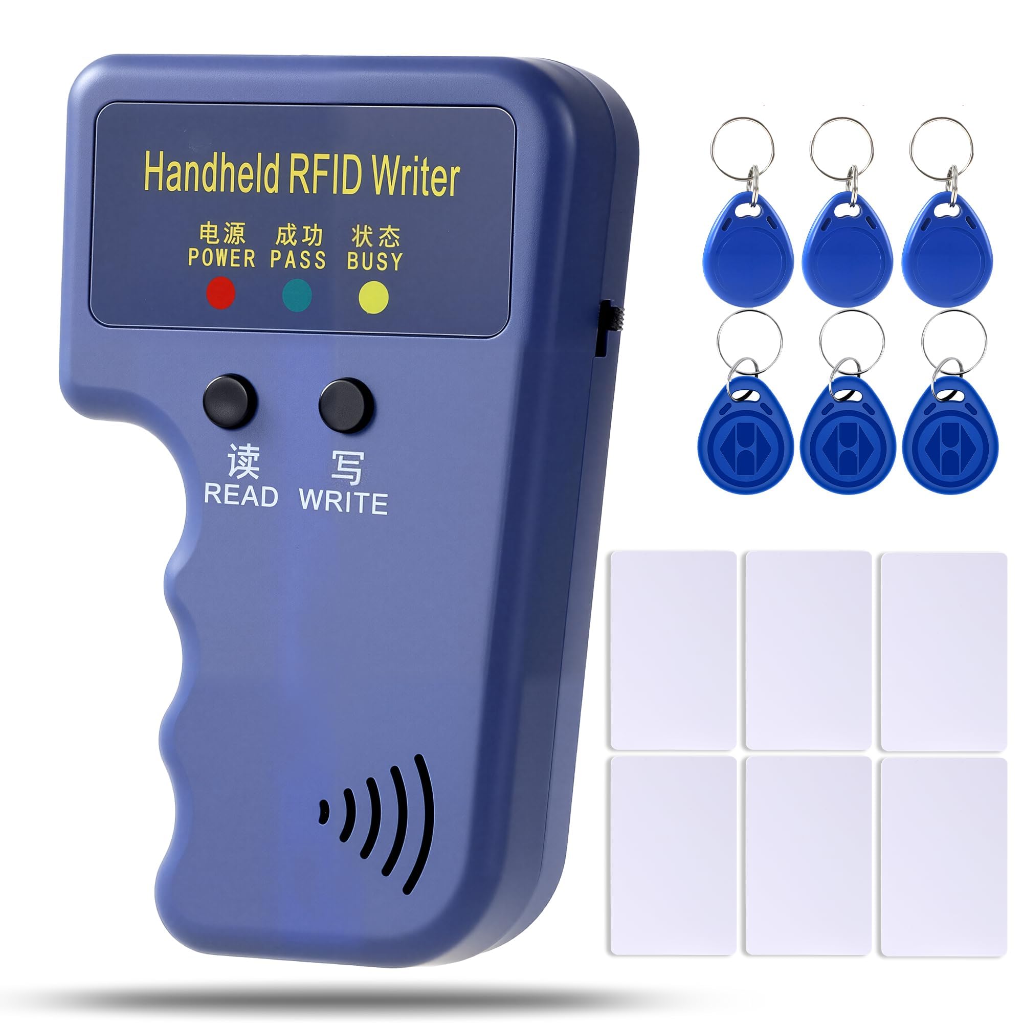 Photo 1 of QEJ 125KHz RFID Copier – Handheld ID Card Writer with 6 Key Fobs & 6 Blank Cards,Compatible with T5577 & More