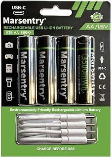 USB-C Rechargeable AA Lithium Batteries 4 Pack
