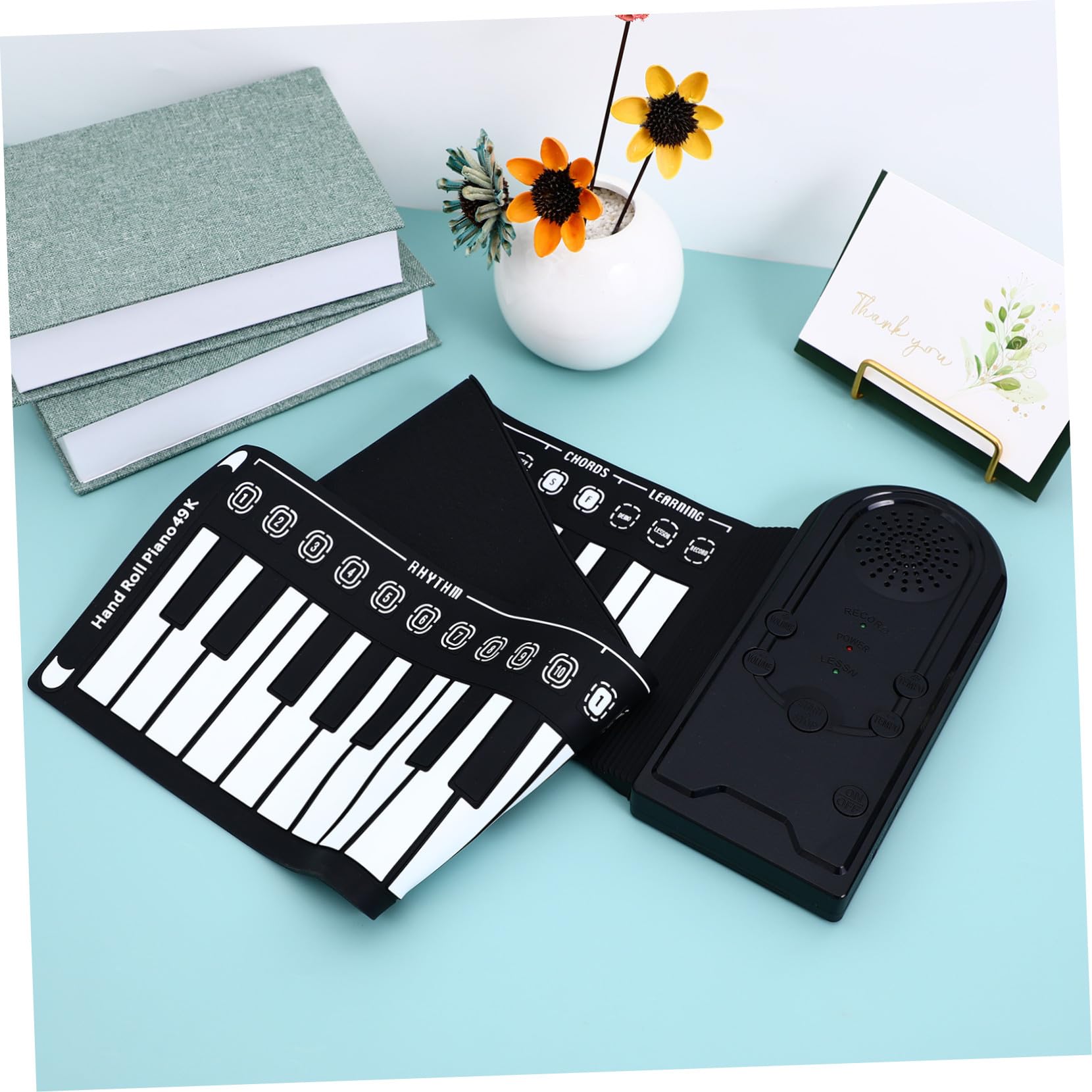 Pianoforte Digitale Portatile Pieghevole 49 Tasti Nero | Tastiera in Silicone Arrotolabile, Altoparlante Integrato, Cavo USB Dc 6v e Alimentazione 3 Pile Aa