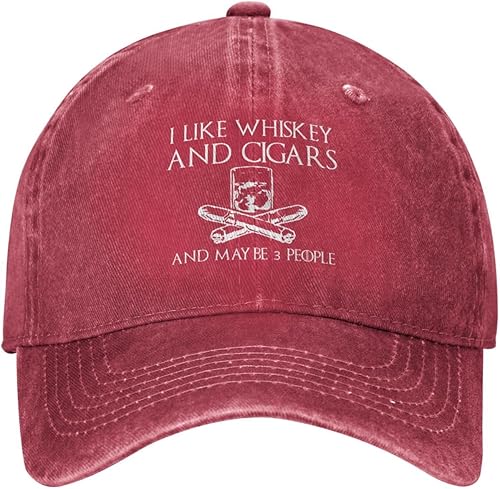 Philysonic Funny Hat I Like Whiskey and Cigars and Maybe 3 People Hats for Men Baseball Caps Adjustable Caps