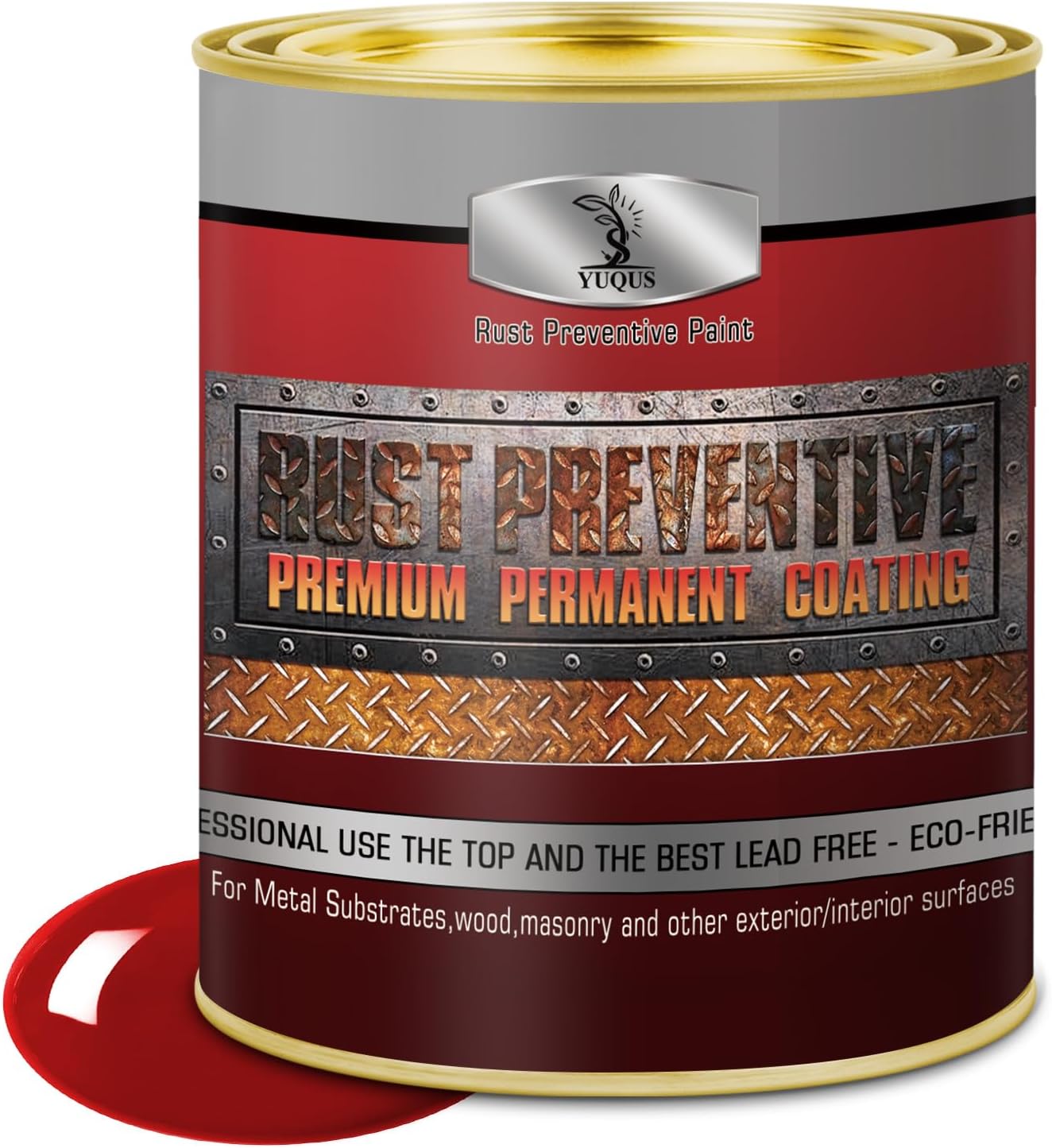 Metal Anti-Rust Paint Red, High Gloss 32 Fl oz, Metal Primer and Protective Coating, Protects All Metals in Marine and Undercoating in Automotive & Snow-Handling Vehicles