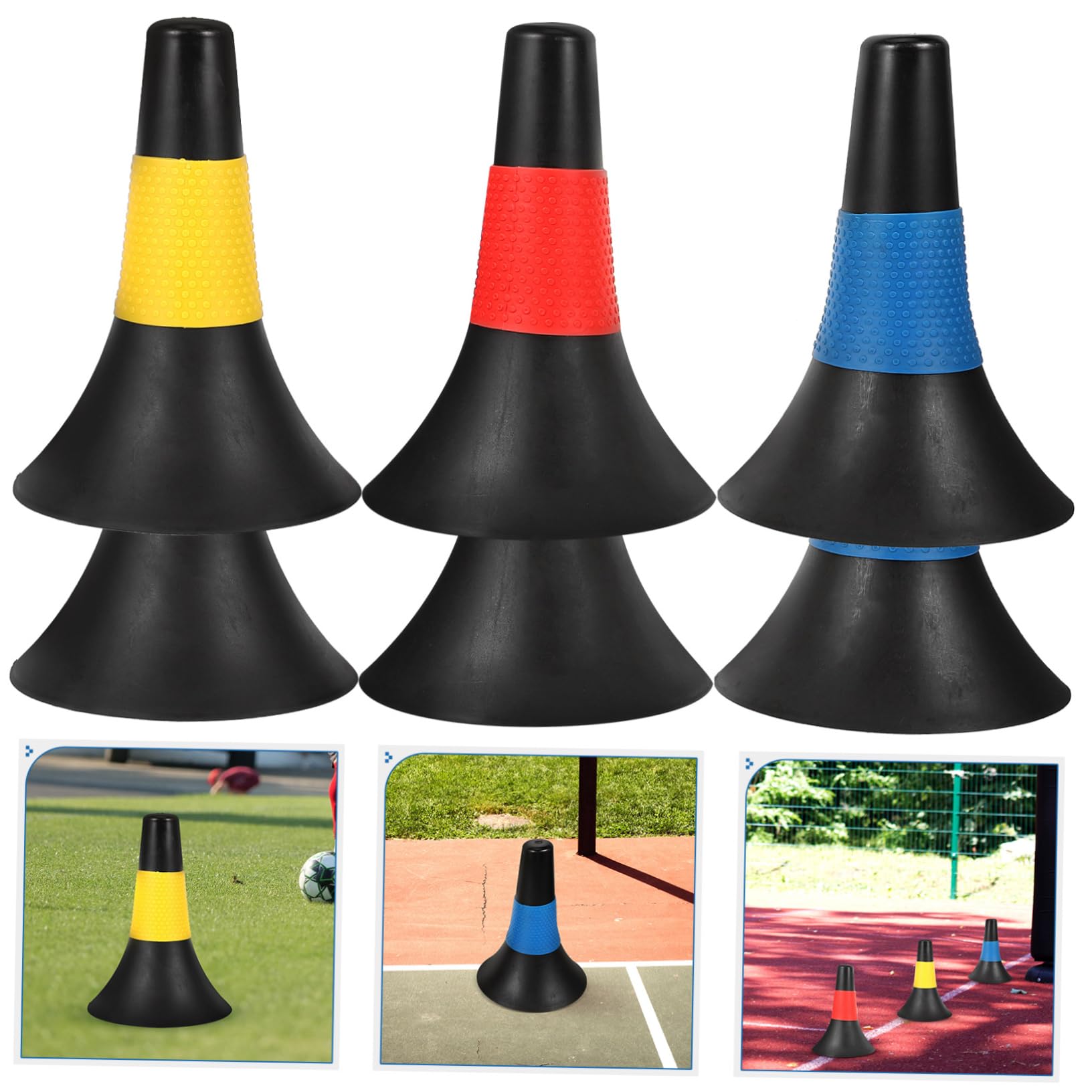 Mikikit 6piezas Conos De Entrenamiento De Fútbol Conos De Ejercicio Multi-funcionales para Agilidad Marcadores De Seguridad PE para Entrenamientos De Fútbol y Actividades