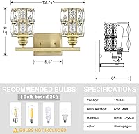 Vista 3 de Leading Lighting Aplique de pared de cristal de 2 luces con acabado de bronce cepillado, lámpara de pared de estilo moderno y conciso con pantalla