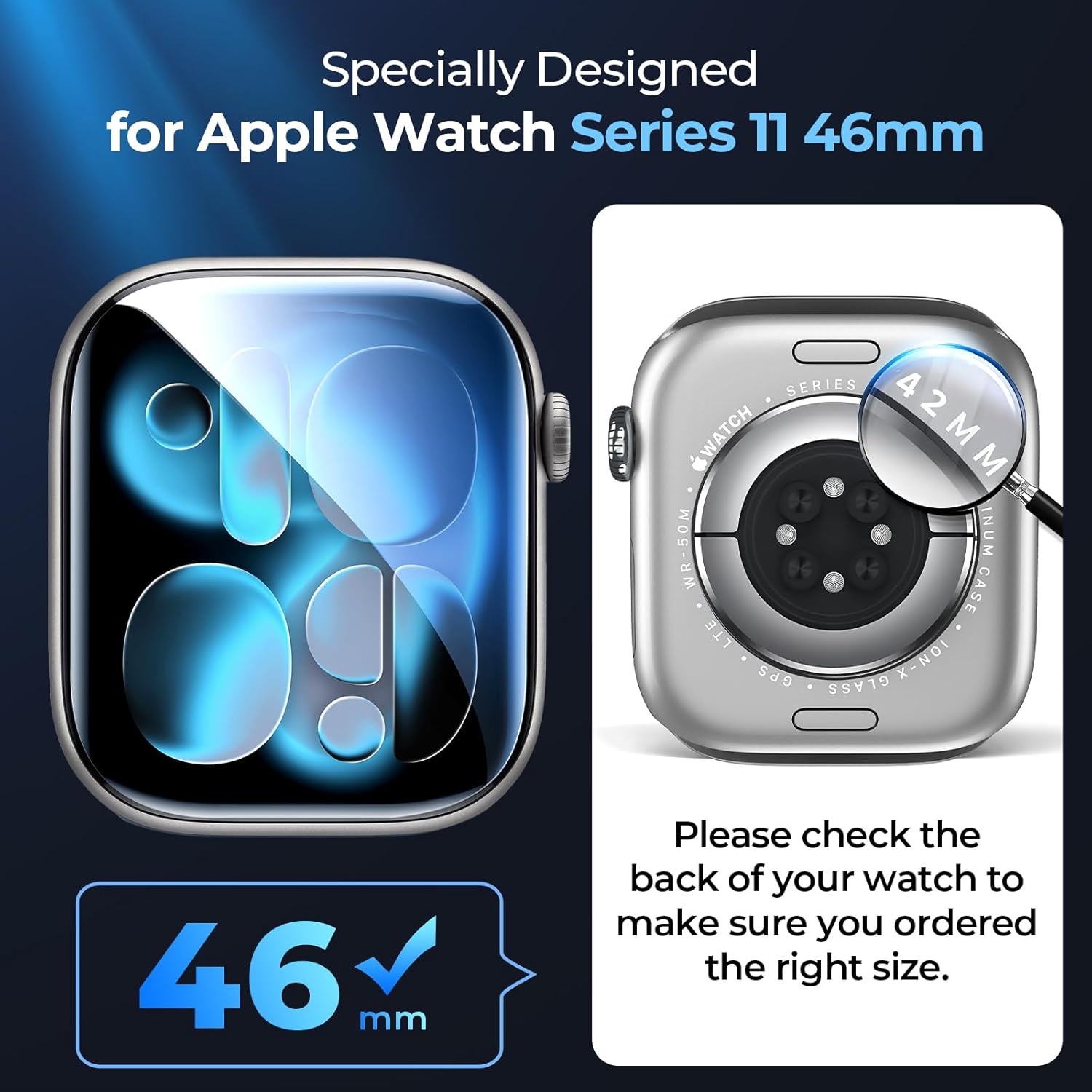 LK 6 Pack Screen Protector for Apple Watch Series 11 46mm, Self-Healing TPU Material for iWatch 46mm Screen Protector, Scrathes-Resistant, Bubble-Free, HD Clarity, Anti-Glare, Transparent - Image 2