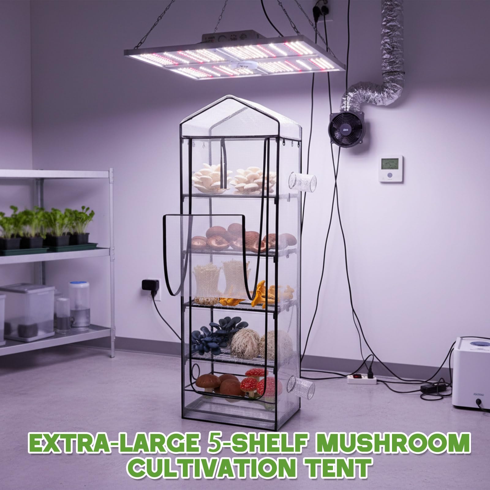 Windyun 5 Tier Mushroom Grow Tent, 80 x 27 x 19 Inch Extra High Mini Greenhouse with 4