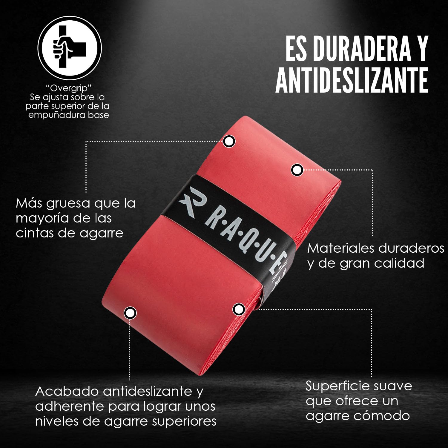 Raquex Paquete de 3 Cintas Endure, de 0,75 mm de Grosor, para empuñaduras de Raquetas, Antideslizantes, para Raquetas de Tenis, bádminton, Squash y pádel
