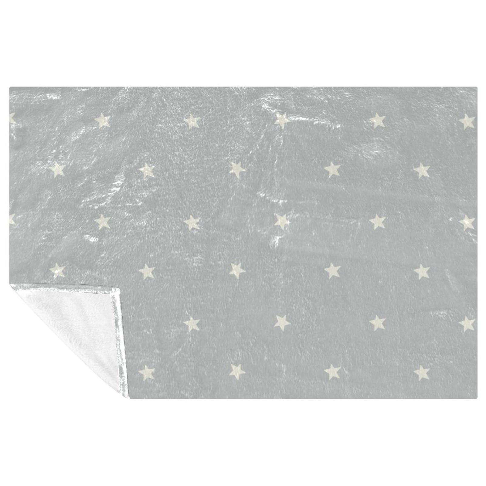 Couverture plaid gris étoiles 150x100 cm pour lit et canapé