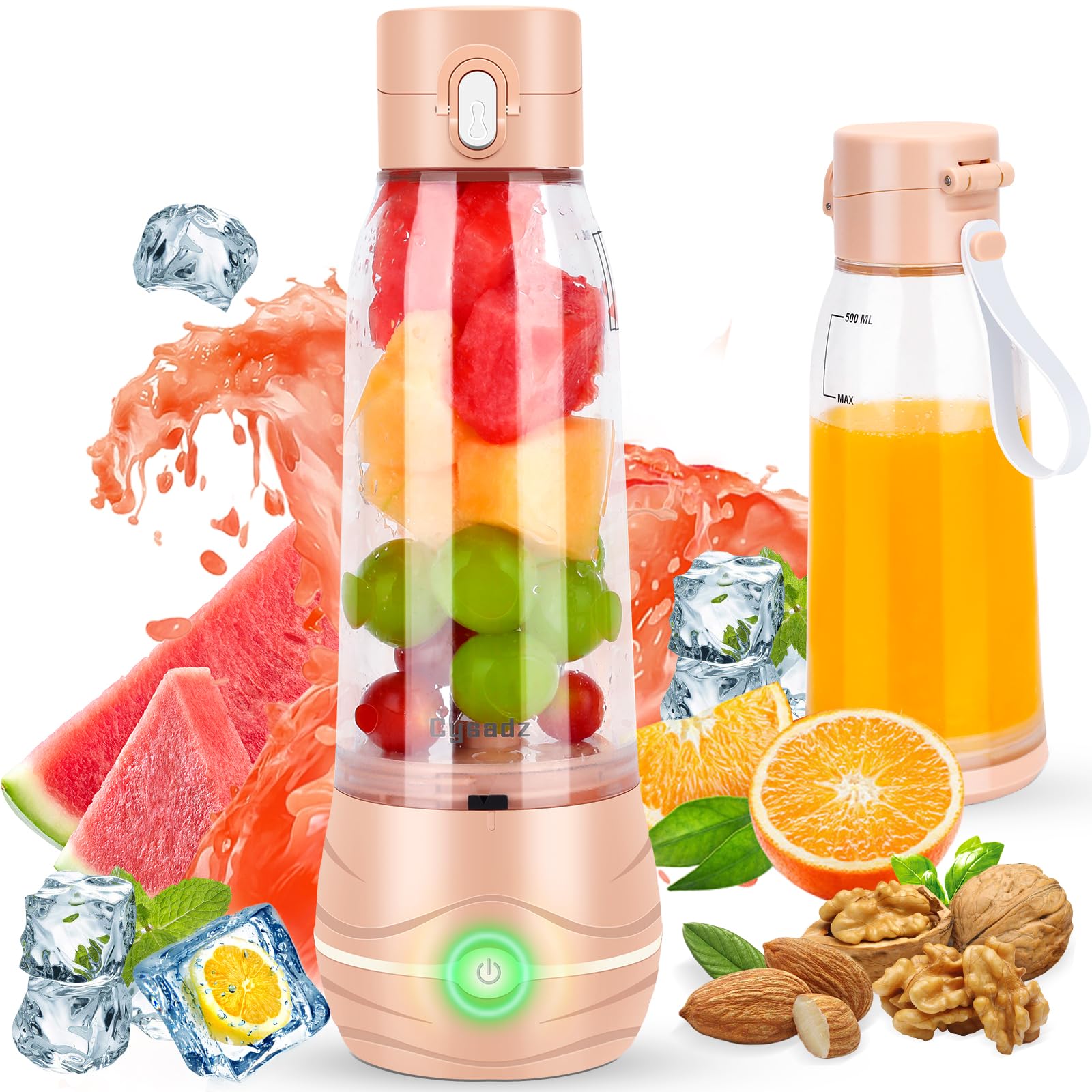 Portable Blender Personal Blender for Shakes and Smoothies, Mini USB Blender with 6 Blades, 17Oz Blender to Go for Travel, Office, and Sports