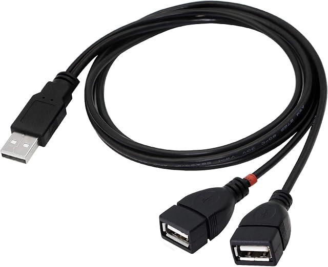 CERRXIAN USB 2.0 Charging & Data Sync Cable USB 2.0 A 1 Male To 2 Female Jack Y Splitter Charging & Data Sync Cable (1M)