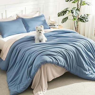 Litanika Oatmeal Comforter Full Size, 3 Pieces Lightweight Solid Bedding Comforter Set, All Season Fluffy Bed Set (79x90In Comforter & 2 Pillowcases)