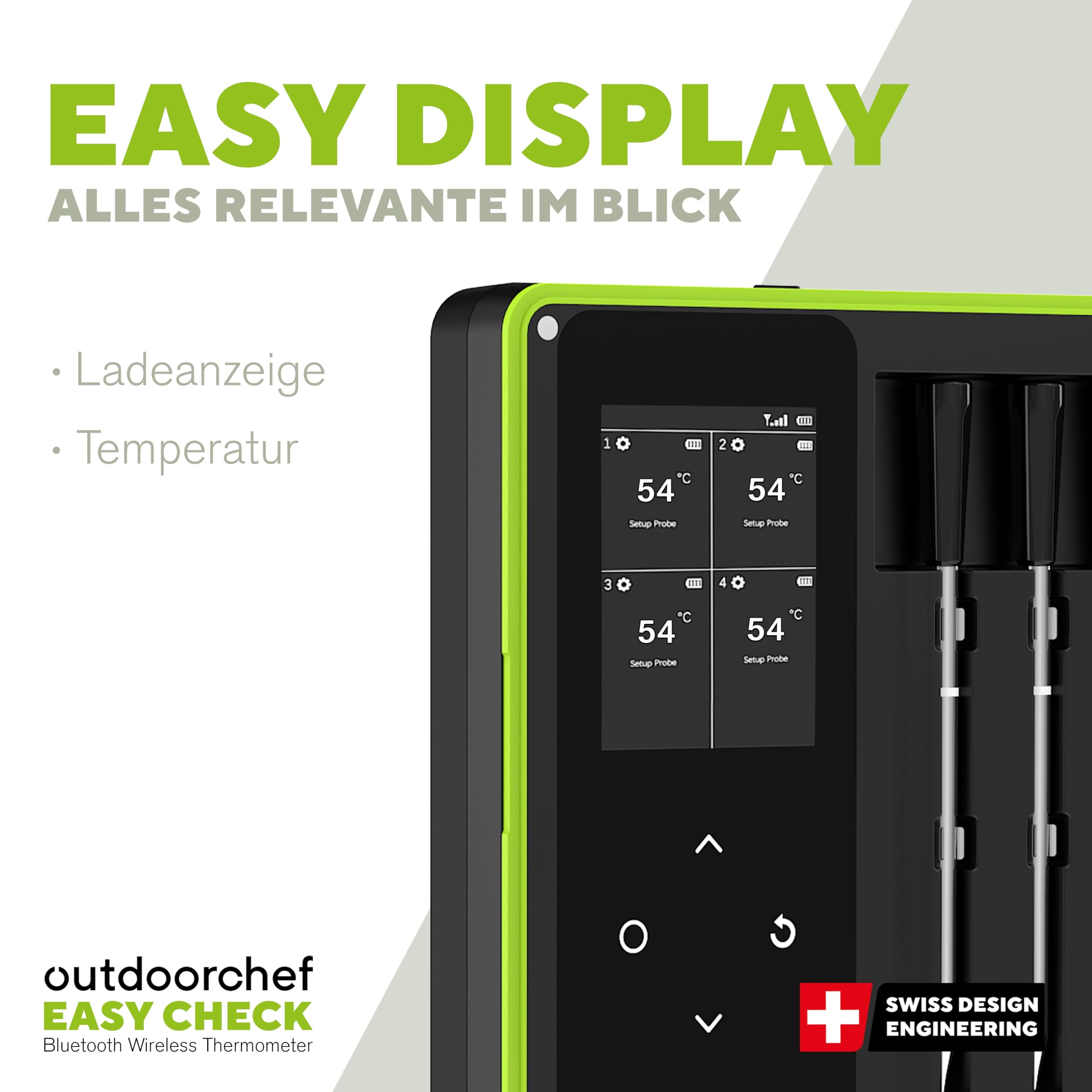Outdoorchef Easy Check Thermometer Quadro - Thermomètre de cuisson sans fil Bluetooth