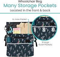 Vista 76 de Bolsa para silla de ruedas, Floral púrpura