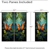 Vista 99 de Cortinas opacas de mariposa para decoración del hogar de niñas y niños, hermosas flores en acuarela, con ojales, aislamiento térmico, cortinas