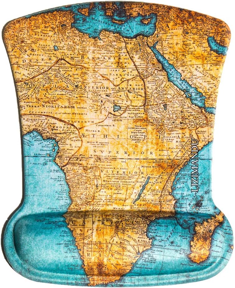 Cheliz Memory Foam Mouse Pad Mat with Wrist Rest(Vintage Map)