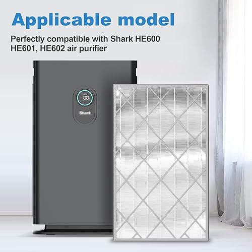 Miniatura 5 de Paquete de 2 filtros de repuesto HE601 HEPA aptos para purificador de aire Shark HE600 HE601 HE602 modelos de 6 ventiladores, H13 Premium 3 en 1