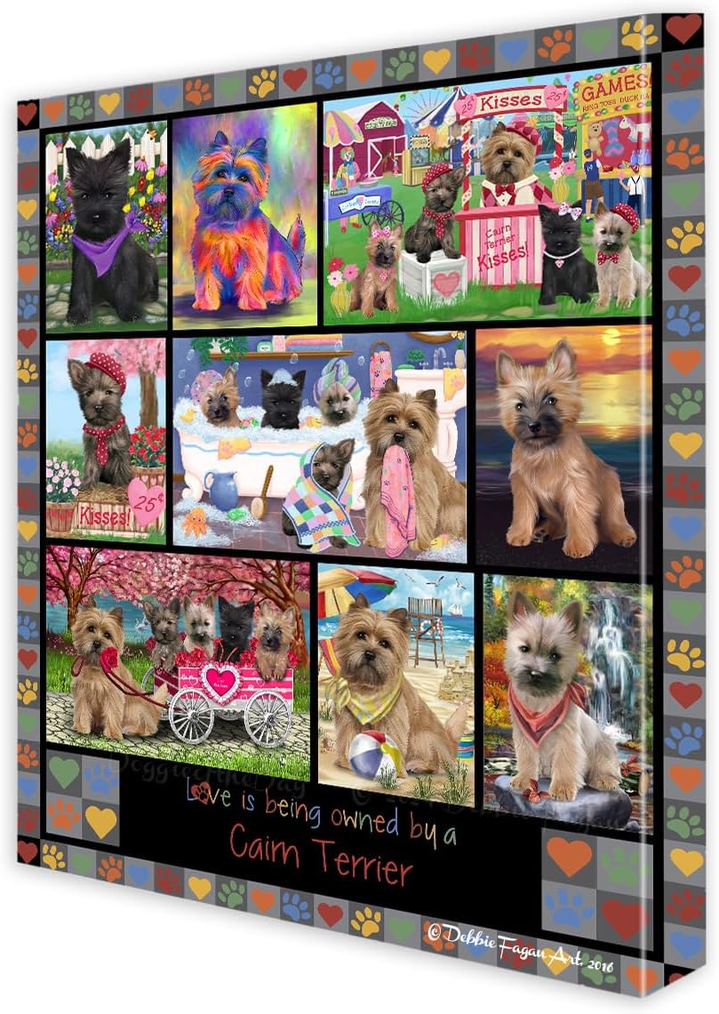 Doggie of the Day Love Owned Grey with Cairn Terrier Dogs Canvas Wall Art - Premium Quality Ready to Hang Room Decor - Flat Rolled 20" x 24"