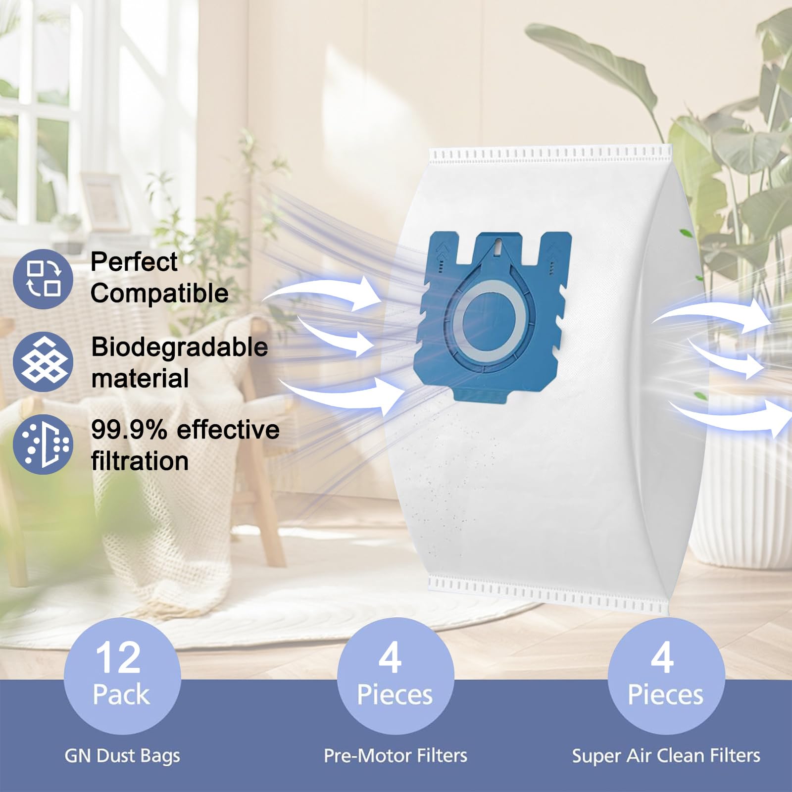 Sac Aspirateur pour Miele GN, Sac Aspirateur Miele , Hyclean 3D Efficiency Miele (10 Sacs ) 56Vingt,de