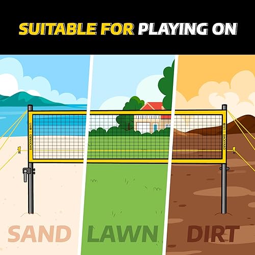 Vista 6 de A11N - Juego combinado de voleibol y bádminton al aire libre, incluye red antideslizante de altura ajustable, voleibol, bomba de aire, 4 raquetas