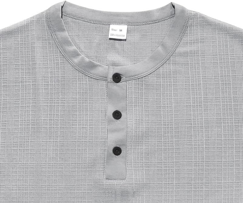 Men's Henley Shirt - Short Sleeve 1/4 Button Loose Breathable Casual Top for Business Everyday Wear - Image 4