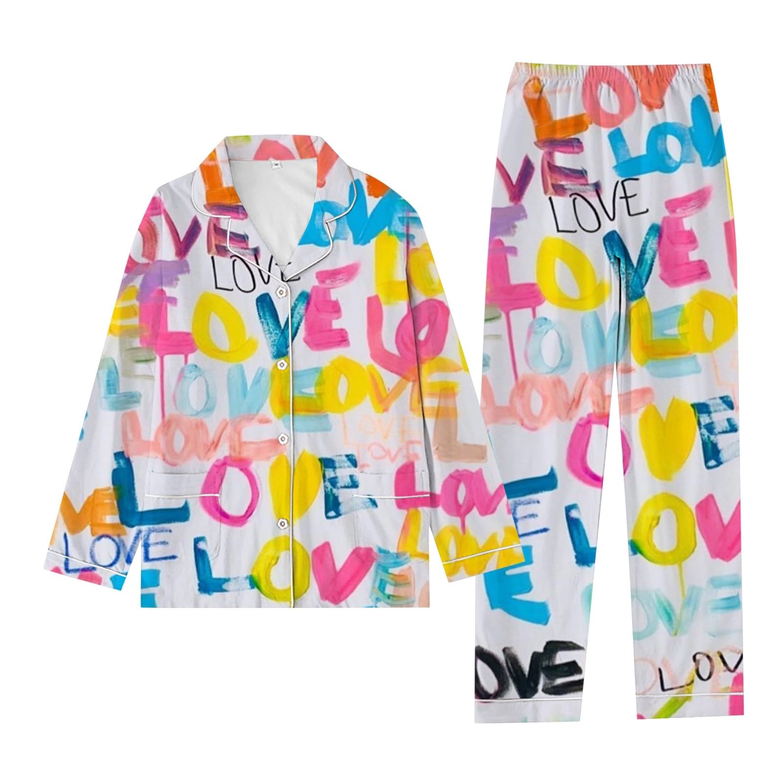 Conjunto genérico pijama mujer manga larga Panton casual carta impresa día día de San Valentín ropa de casa