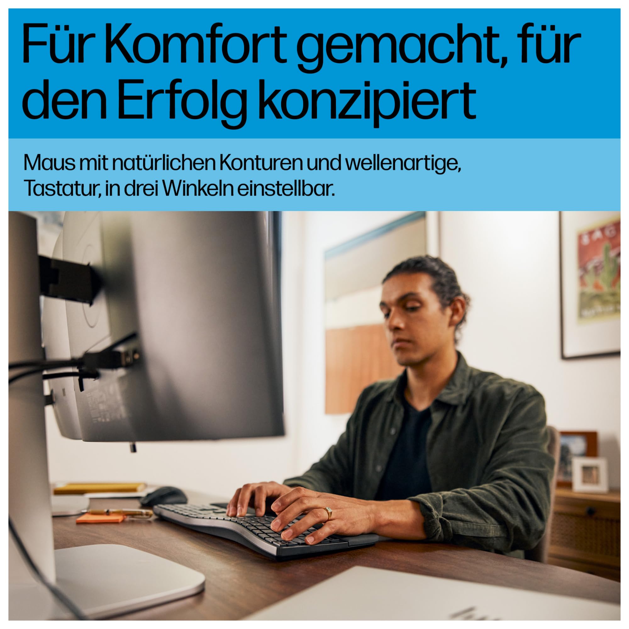 HP 680 Comfort - Tastatur-und-Maus-Set - Dual Mode, 3-Zonen-Layout, Multi-Device, 23 programmierbare Tasten, OS Auto-Detection, flacher Tastenhub - full size - kabellos - 2,4 GHz, Bluetooth - Deutsch