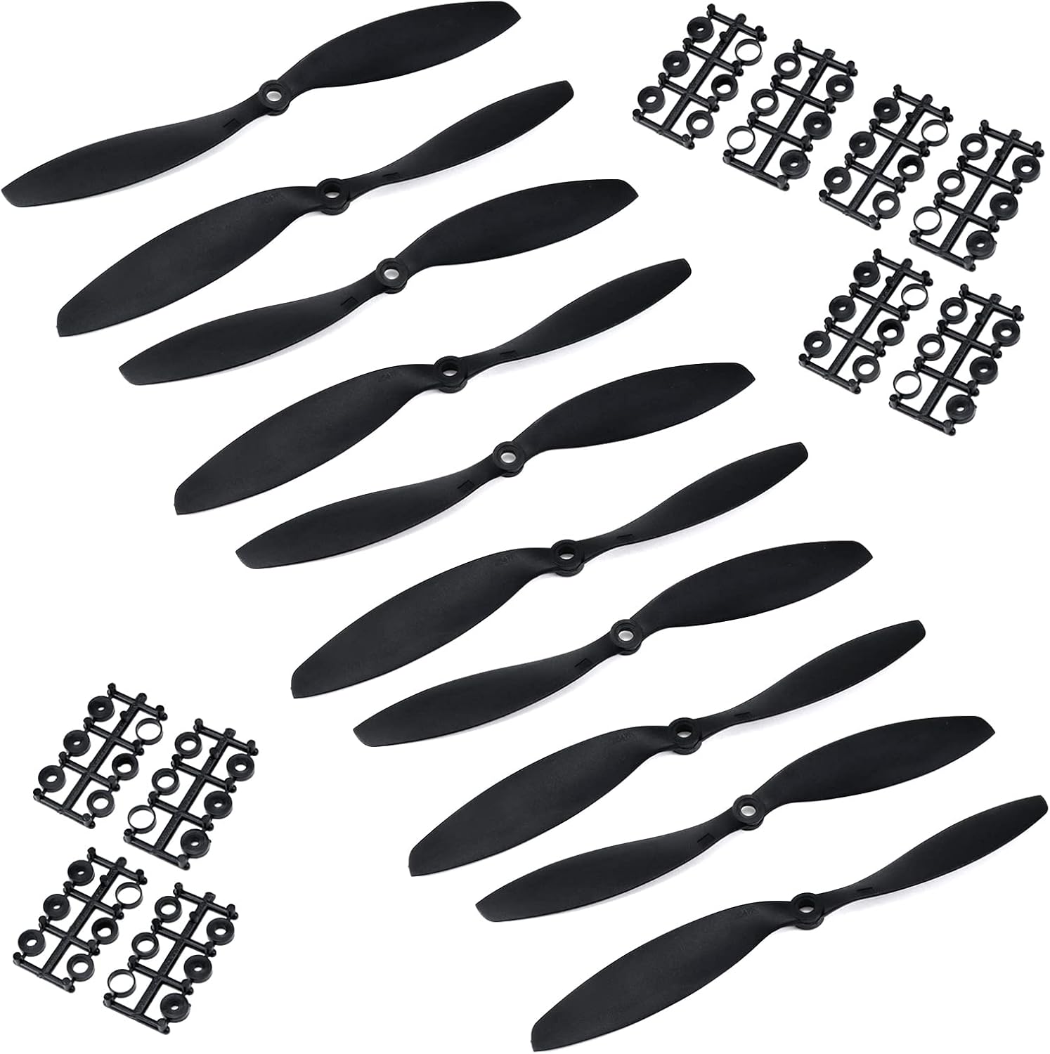 RC Propeller,FPV Propeller, 2 Blade Fixed Wing Aircraft Accessories, 5 Pairs 9x4.7 Inch Plastic Black with Adapter Rings