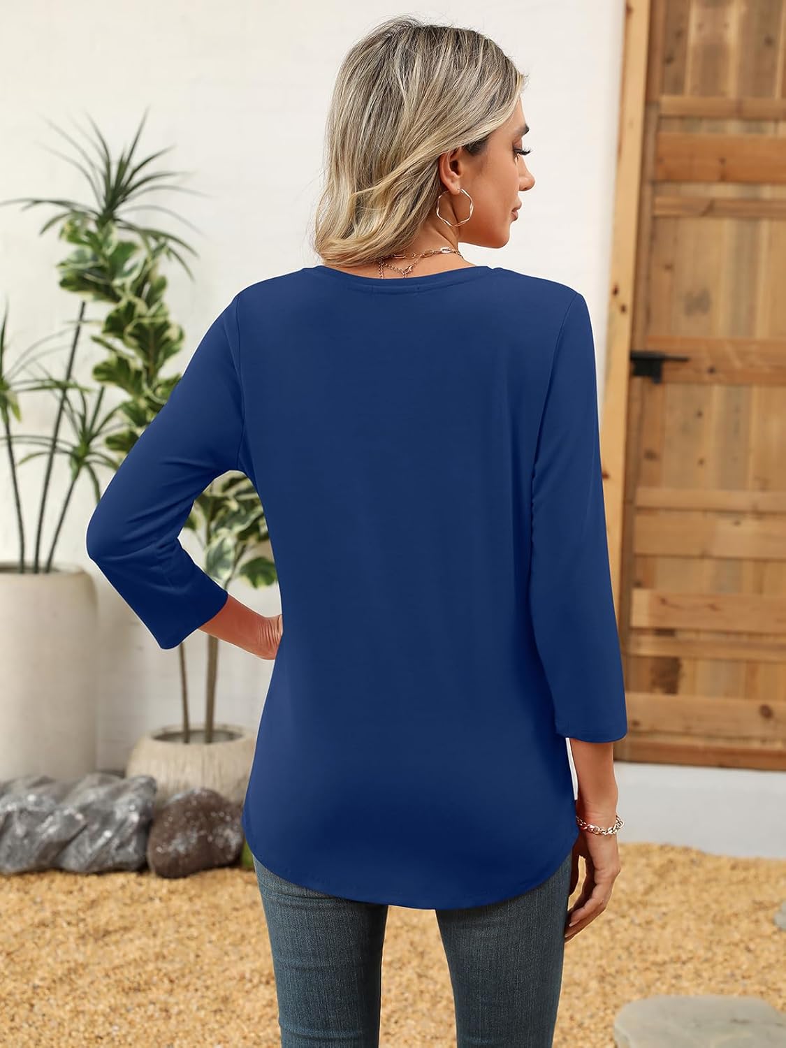 Womens 3/4 Sleeve Square Neck Tops Casual Summer Tops Trendy Womens T Shirts Ladies Tops - Image 5