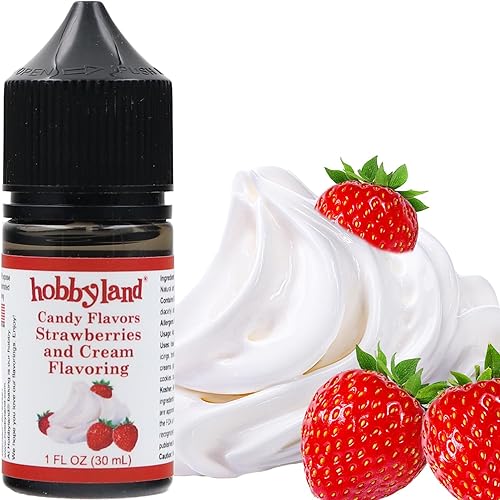 Hobbyland Sabores de caramelo (sabor a fresas y crema, 1 onza líquida) Úselo como ingrediente en la preparación de alimentos y bebidas.