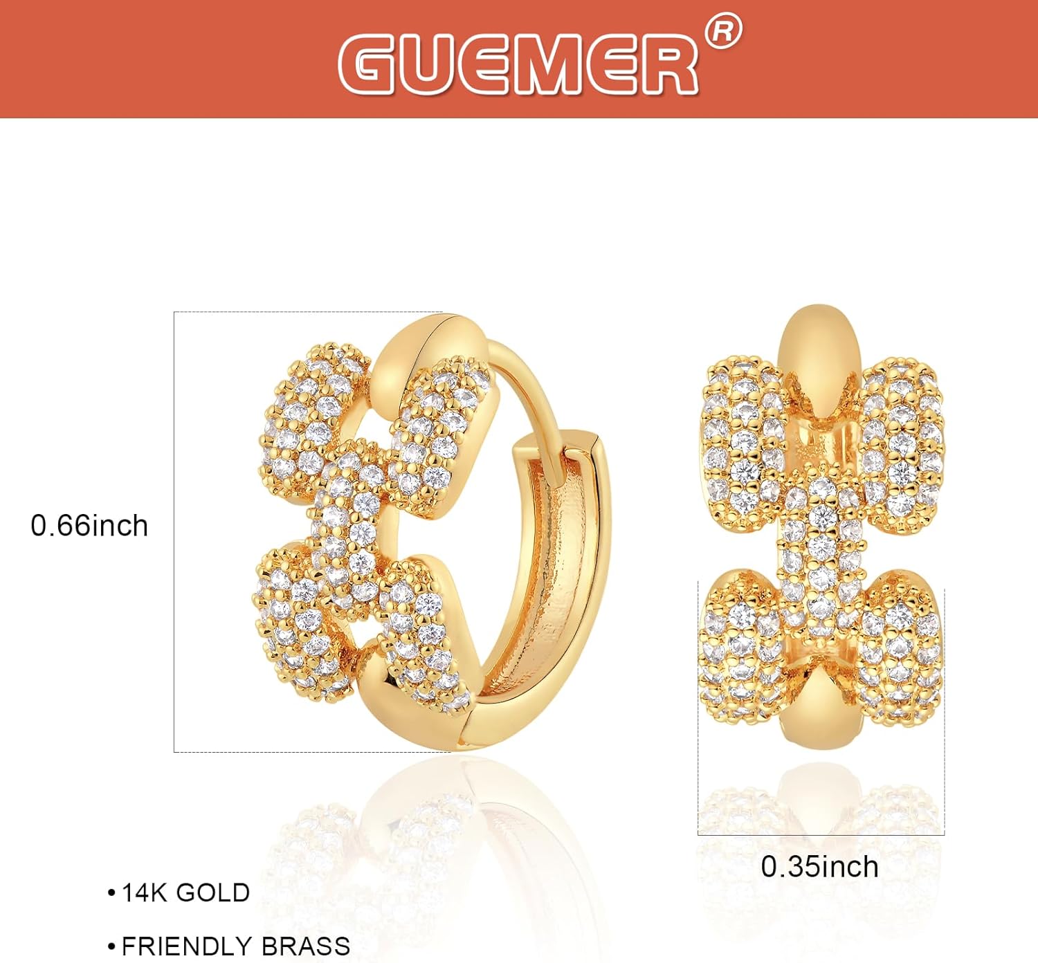 Gold Huggie Hoop Earrings 14K Gold Plated Dainty Chunky Thick Hoop Diamond Cubic Zriconia Inlay Sleeper Tiny Delicate Boho Beach Simple Hypoallergenic Jewelry Gift for Her - Image 5