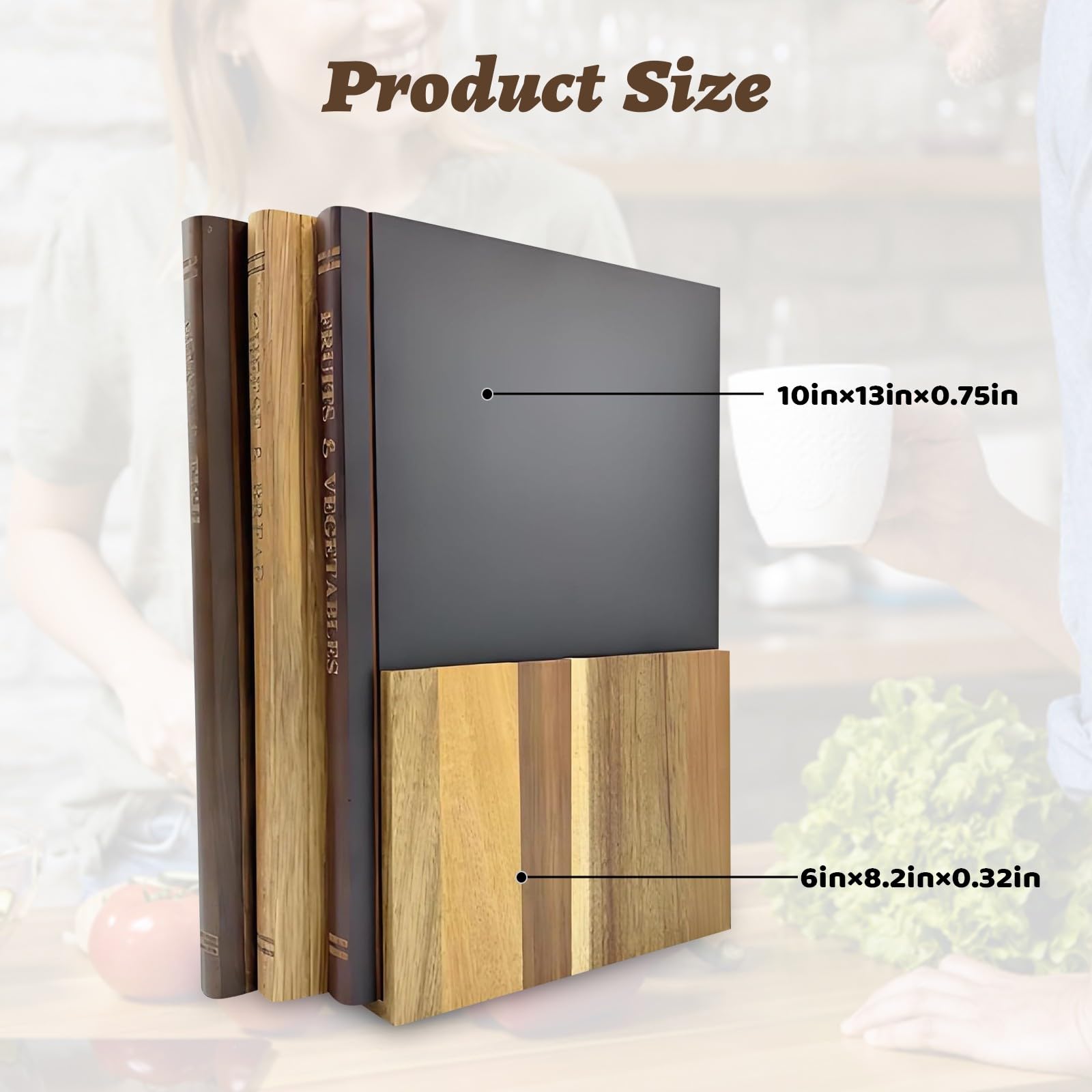 Planche à découper en forme de livre, lot de 3 planches en bois massif en forme de livre avec support en bois, pour les chefs amoureux de livres, fruits, légumes, viande, poisson, fromage et pain