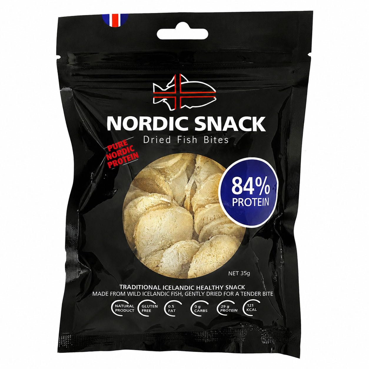 Nordic Catch Chips de bacalhau liofilizado com sal marinho, 29 g de proteína, 35 g