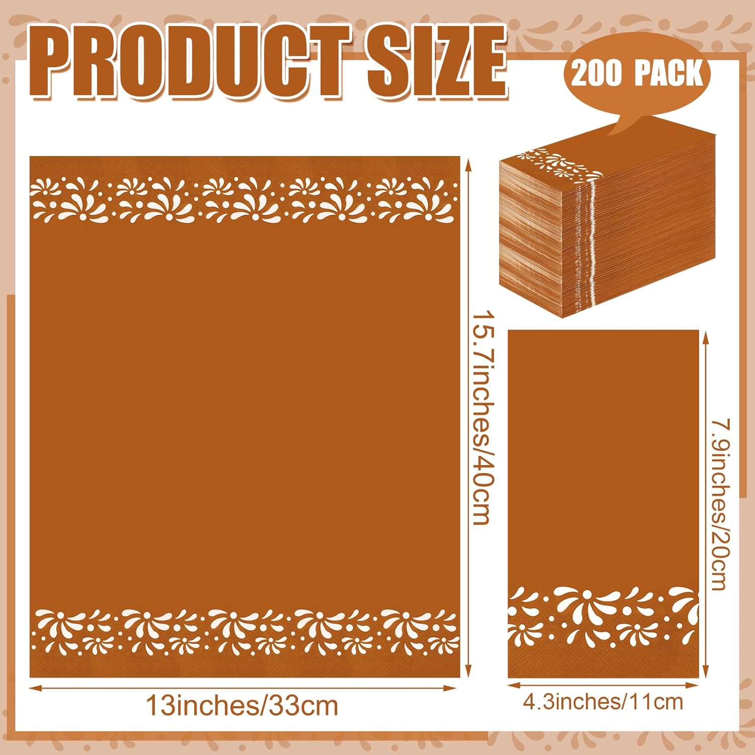 Janlaugh 200 Pack Cielito Lindo Party Paper Napkins Mexican Barro Disposable Hand Napkins Mexican Fiesta Paper Hand Towel for Cinco De Mayo Wedding Birthday Party Decorations(Brown,Modern Style)