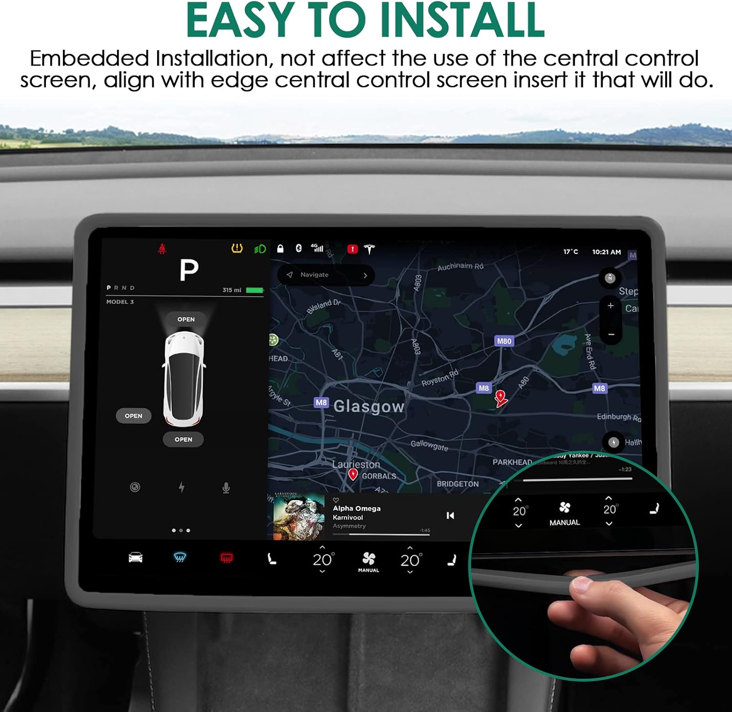 Screen Protector Frame Compatible with Tesla Model 3 Model Y 2024 2023 2022 2021 2020 2019 Screen Edge Protector Cover Center Console Decoration Interior Accessories (Grey) image 4