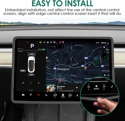 Miniatura 4 de Marco protector de pantalla compatible con Tesla Model 3 Modelo Y 2024 2023 2022 2021 2020 2019 cubierta protectora de borde de pantalla cubierta