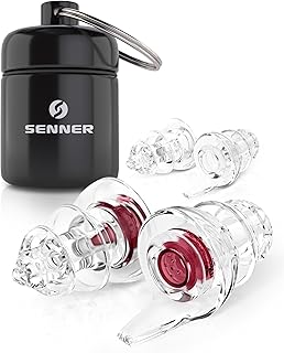 Senner ® WomenPro | Tapones para los oídos - Pequeños, suaves y cómodos para mujeres, adaptados a canales auditivos más pequeños - Tapones reutilizables rojos/transparentes con estuche de aluminio