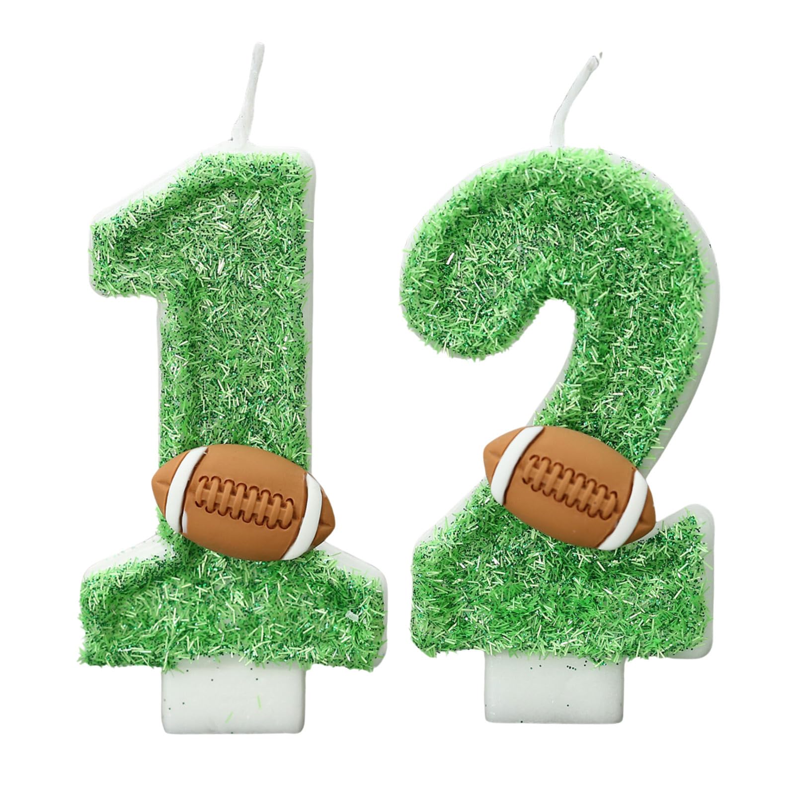 Velas de cumpleaños de fútbol para tarta, color verde, número 12, decoración de pastel de fútbol, decoración de fiesta y aniversario