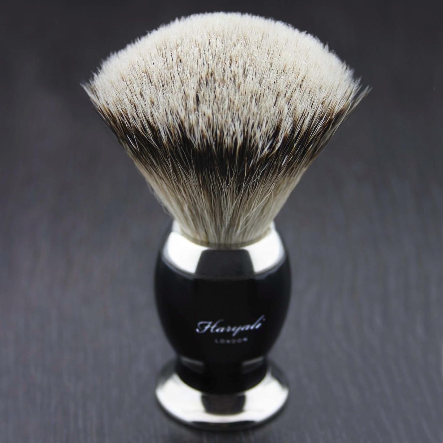 100% Badger Hair Shaving Brush with Black & Metal Colour Base