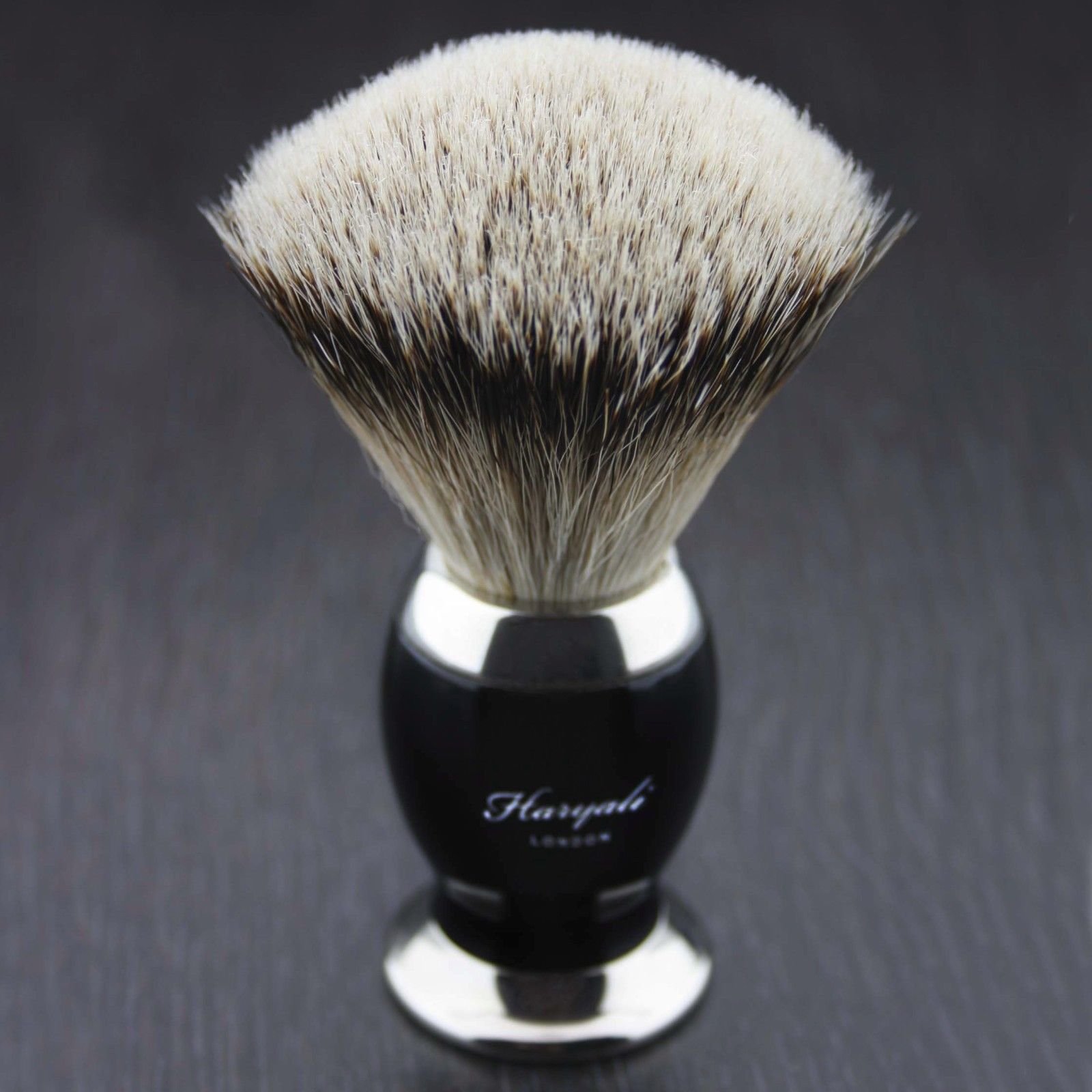 100% Badger Hair Shaving Brush with Black & Metal Colour Base