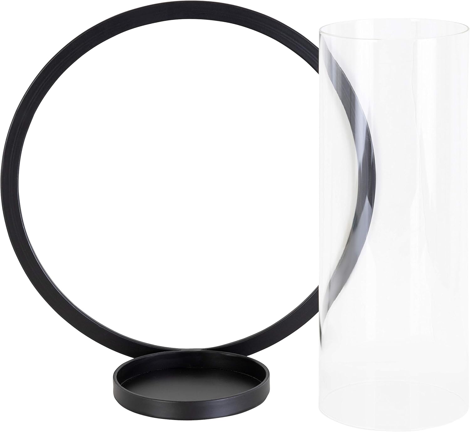 Kate and Laurel Khauli Glam Round Wall Sconce, 12 Inch Diameter, Black, Metal Geometric Candle Holders for Wall