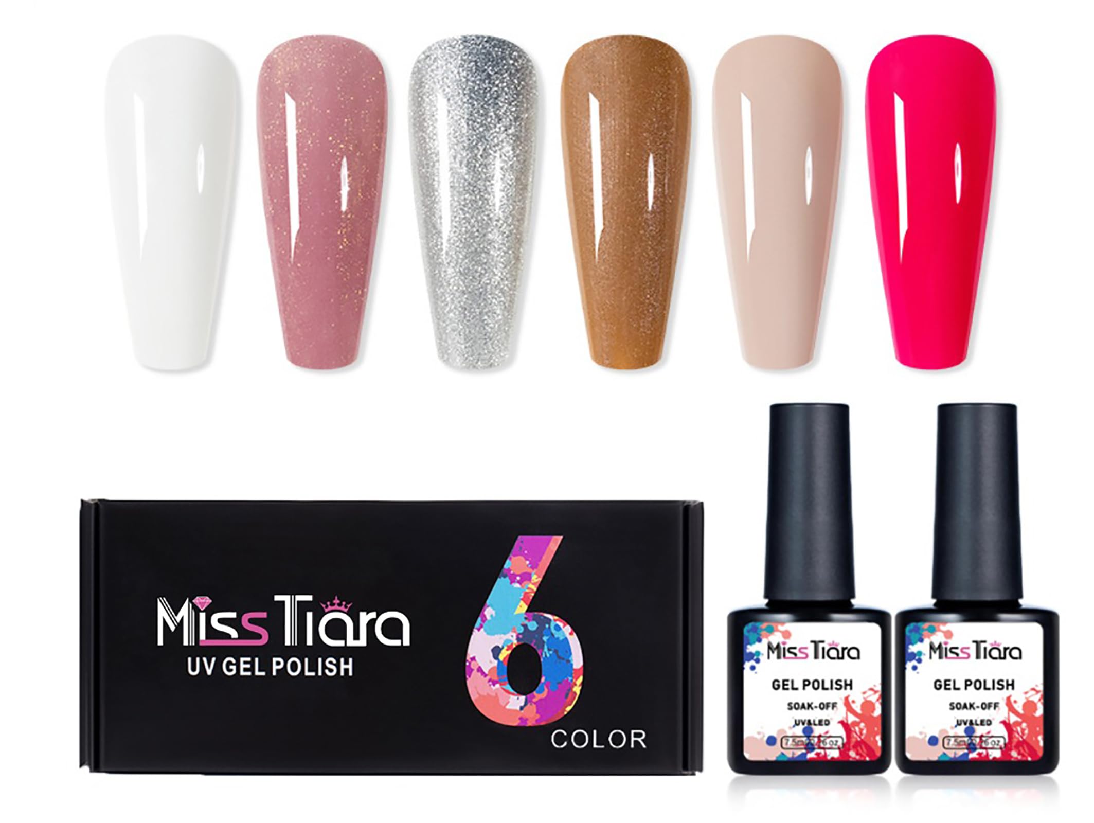 Miss Tiara 6-Piece UV and LED Nail Gel Polish Set Multicolour (A-06)