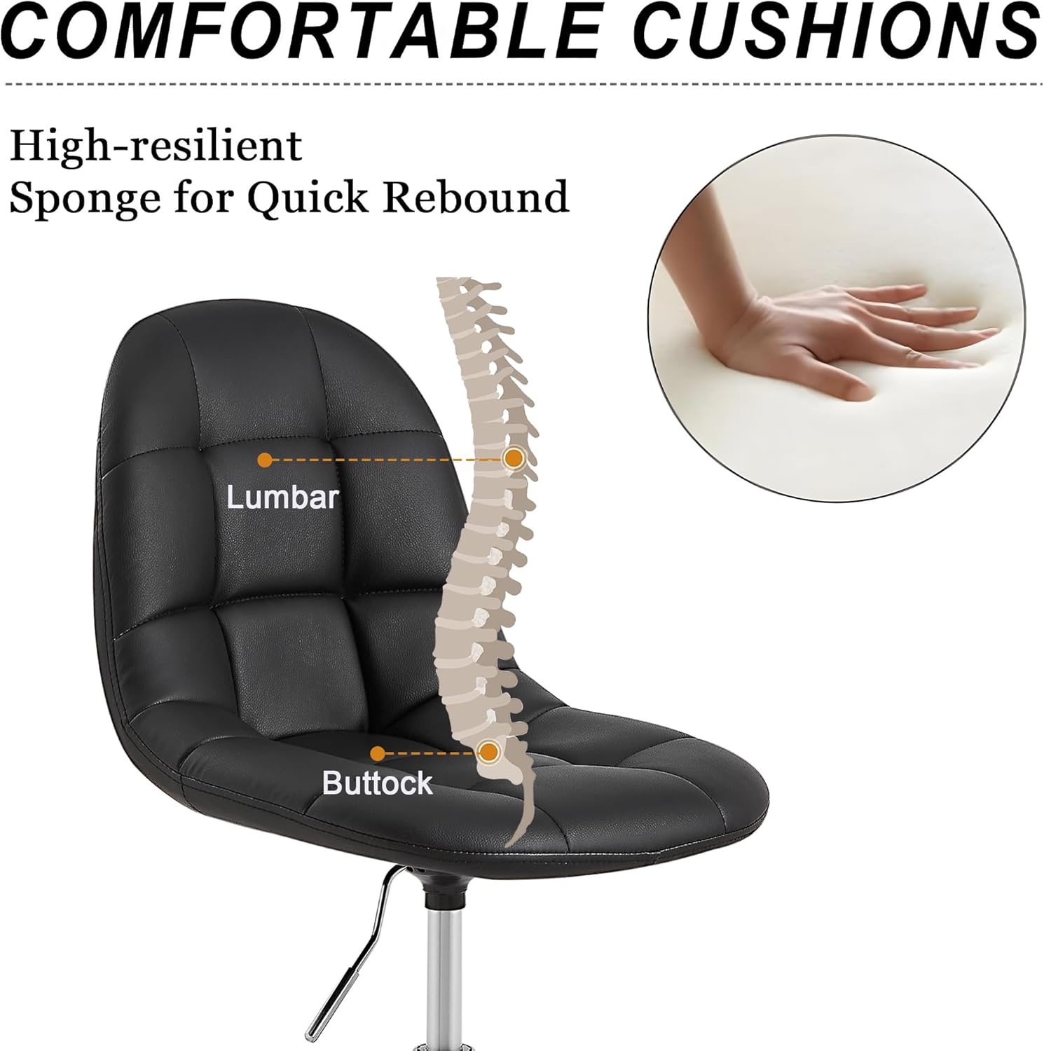 VECELO Height Adjustable Business Task Chair - Comfortable Padded Faux Leather Office Chair, Premium Craftsmanship, Rolling Swivel Desk Chair for Home Office Conference Room-Black