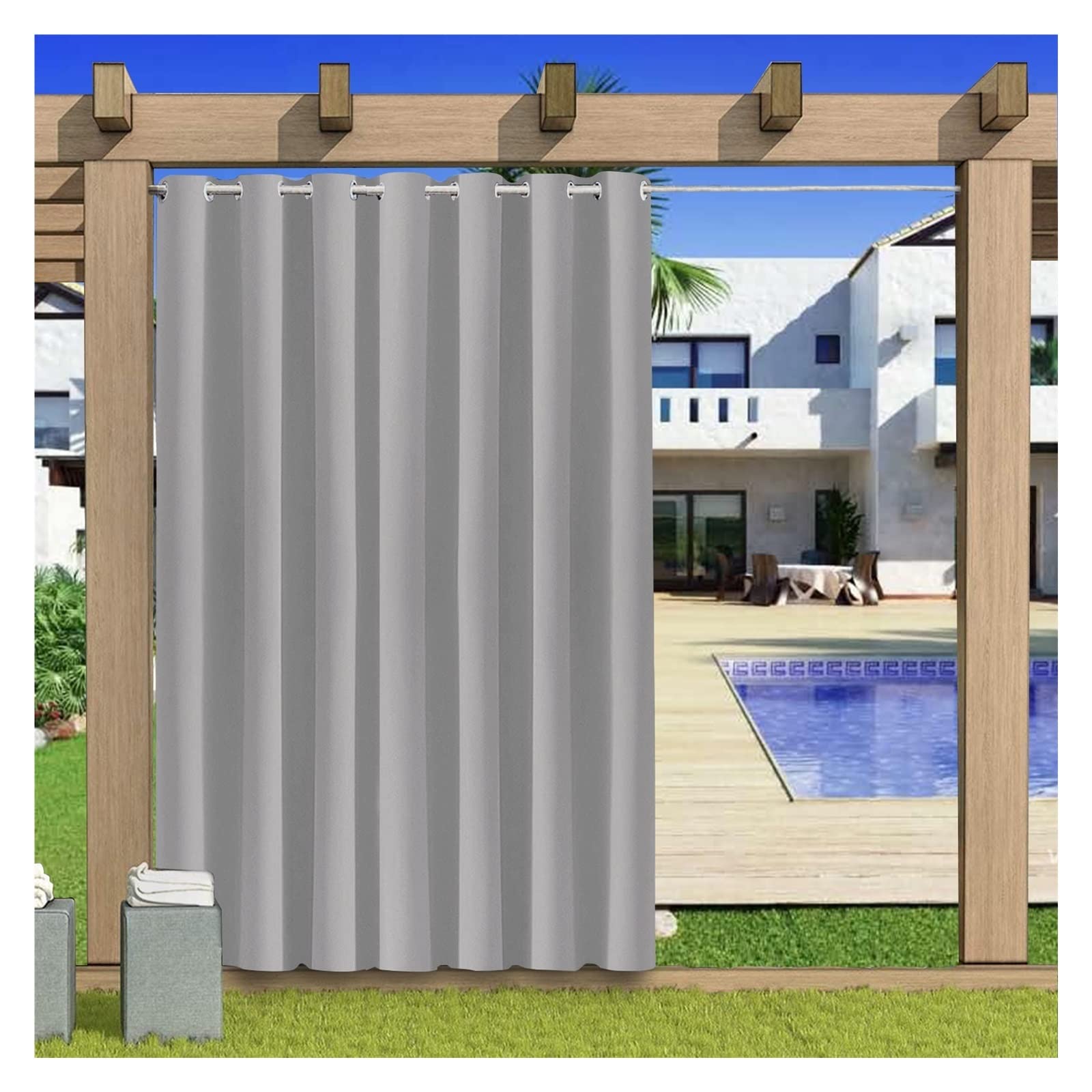 Rideau occultant extérieur imperméable coupe-vent pour porche balcon et patio